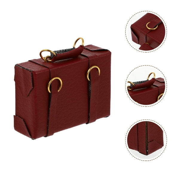 LEORX 1Pcs Mini Handbag Charm Decorative Luggage Box Red Wood Simulation