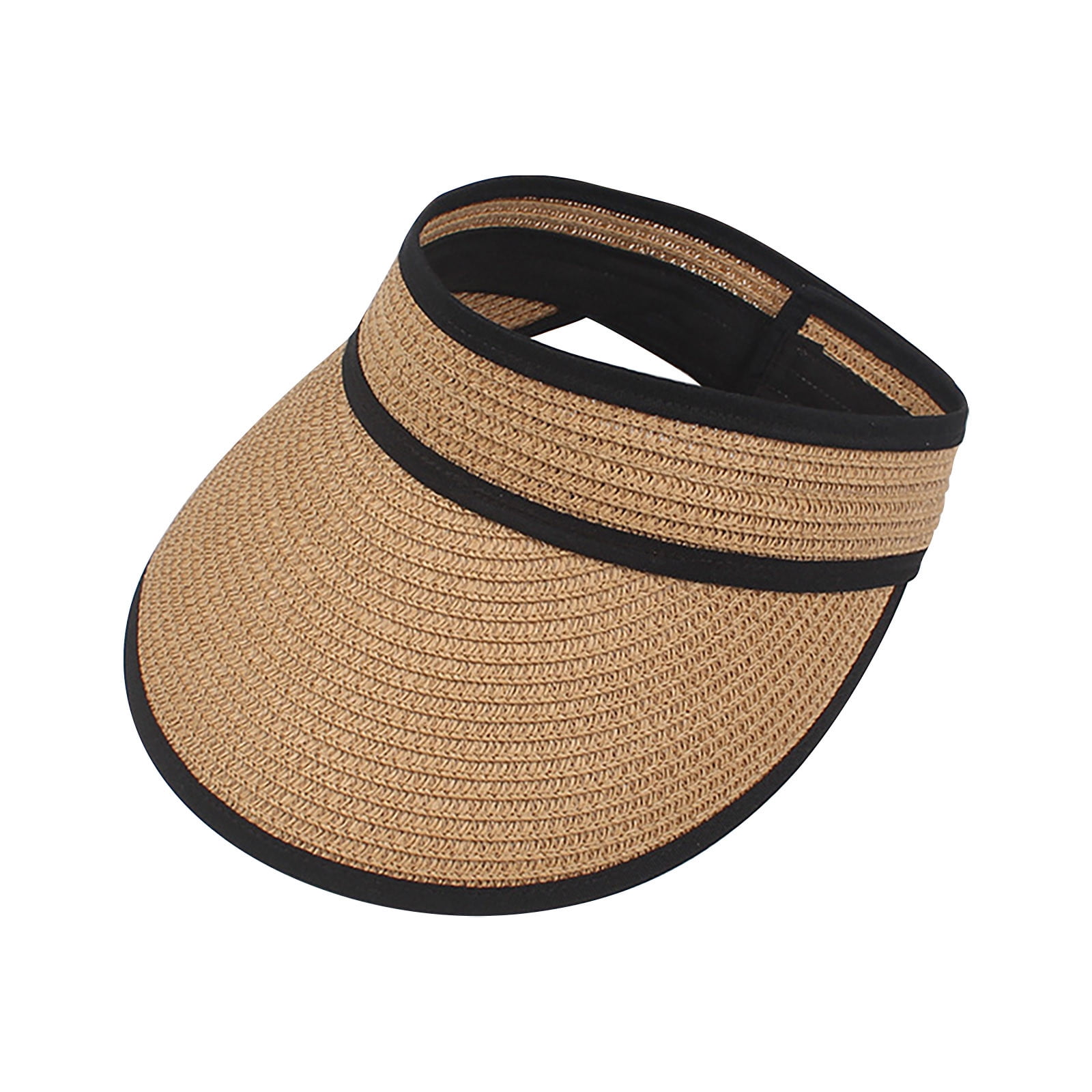 Sun Visor Straw Hat, Foldable Ponytail 