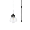 thumbnail image 3 of Midcentury Modern Lyle 1 Light Black and Clear Seeded Glass Plug In Pendant, 3 of 3