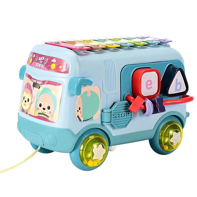 Juguete De Autobús Escolar Intelectual, Instrumento De Percusión, Juguete De Laberinto De Cuentas Divertido Para Bebés, Juguetes De Autobús De Dibujos Animados En Edad Preescolar Para Bebés Cateissary FN003541-02