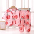 thumbnail image 3 of Kids Toddler Girls 3/4 Sleeve Lounge Sets 2 Piece Casual Outfits Button Down Tops Pants Summer Fall Cotton Cute Clothes 1 Years, Watermenlon Red, 3 of 3