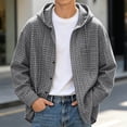thumbnail image 3 of Plaid Shirt Jacket Men Fall Winter Long Sleeve Loose Casual Button Down Drawstring Hooded Shirt Work Shirts Outerwear, 3 of 9