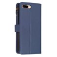 thumbnail image 5 of Zipper Wallet Case for iPhone 8 Plus / iPhone 7 Plus Wrist Hand Strap PU Leather Flip Case, Credit Card Slots Kickstand Magnetic Clasp TPU Shell Shockproof Cover for Women Men, Blue, 5 of 8