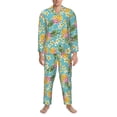 thumbnail image 3 of Honeii Cute Pineapples Pattern Mens Pajamas Set,2pcs Men's Lounge Long Sleeve Sleep Shirt and Pajama Bottoms Sleepwear Set,Mens Pjs Sets-Large, 3 of 7