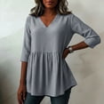 thumbnail image 5 of Tbopshirt Womens Blouses Summer Tops for Women Stripe Round Neck Three Quarter Sleeve 3/4 Sleeve T-shirt Loose,Black, 5 of 7