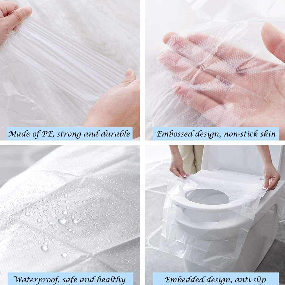 50 Pack Disposable Plastic Toilet Seat Cover Waterproof and Non Slip  Individually Wrapped for Travel Perfect for Potty Training Ideal for Adults  