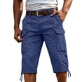 thumbnail image 3 of CONZONE Mens Baggy Cargo Shorts Straight Leg Workwear Shorts for Men Trendy Buttons Solid Soft Outdoor Hiking Shorts With Pockets, 3 of 5