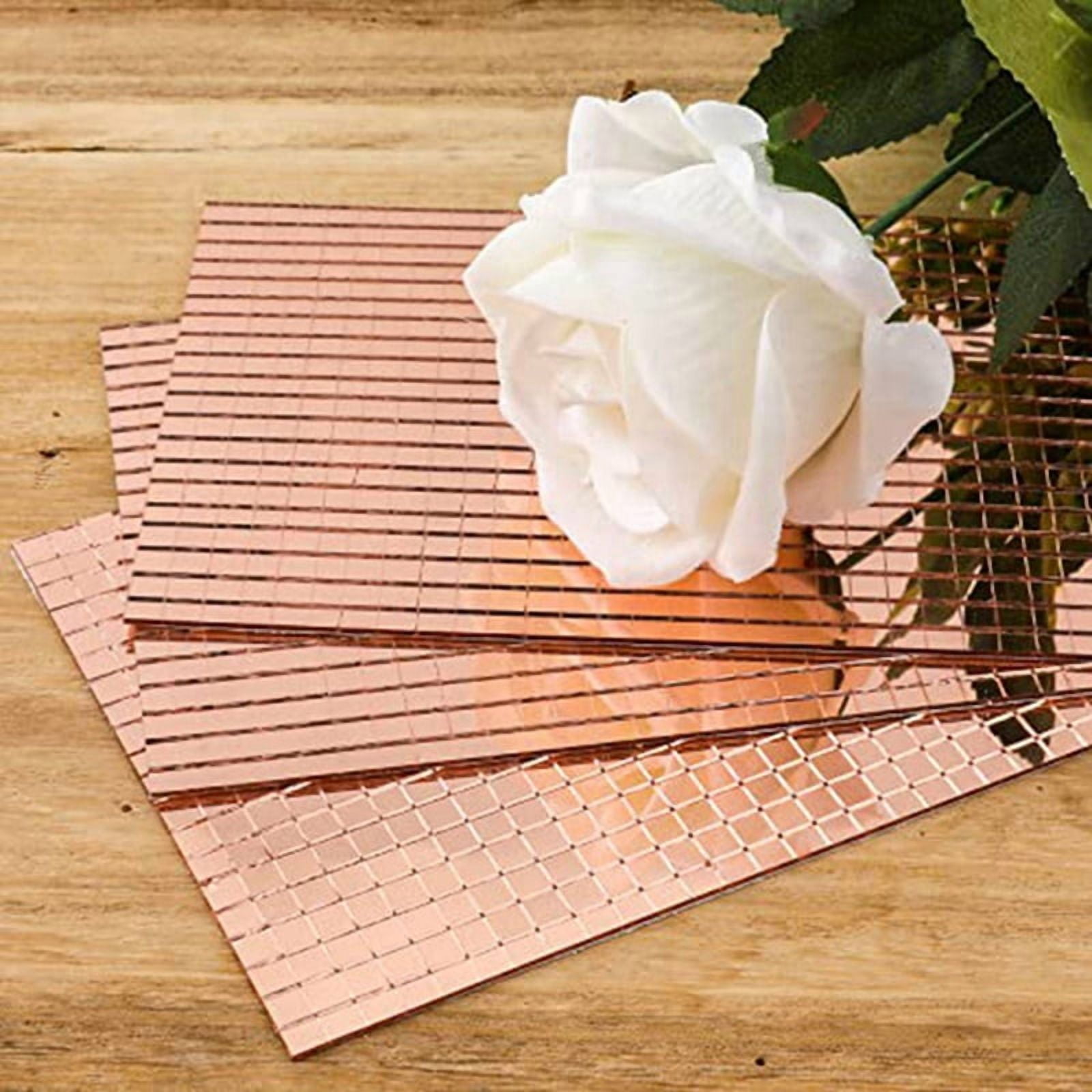 12000Pcs Self-Adhesive Mirrors Mosaic Tiles, 20 Sheets Glass Tile 5X5mm Glass Mirrors Mosaic Tiles Sticker (Rose Gold)