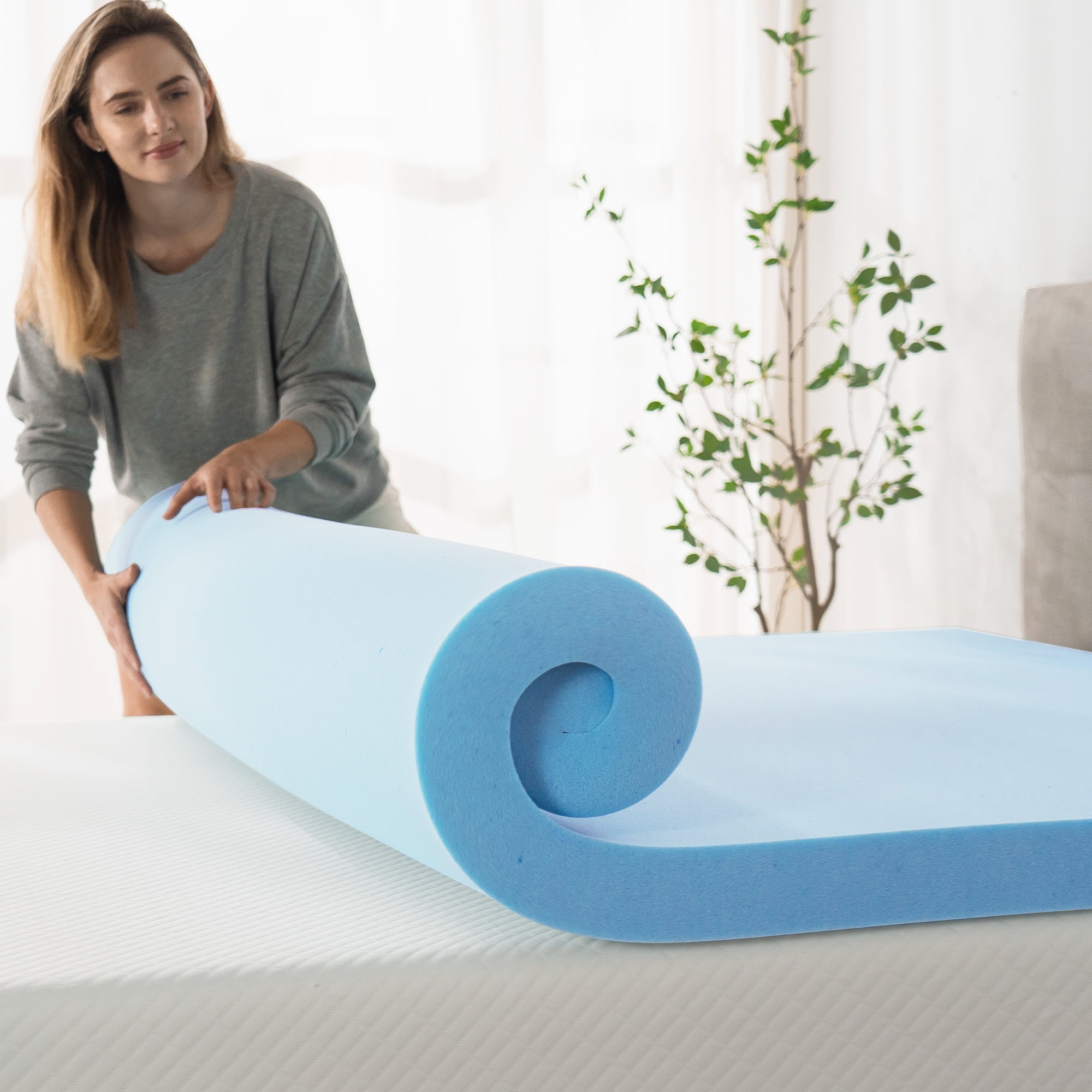 Zinus 3" Green Tea Cooling Gel Memory Foam Mattress Topper, Twin XL