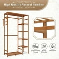 thumbnail image 4 of GlimmerGrove 35" Bamboo Garment Rack Multi Tier Clothes Rack Storage Shelves with Side Hook & Pants Rack, Heavy Duty Clothing Hanging Rack Freestanding Indoor Wardrobe Closet Organizer, Brown, 4 of 16
