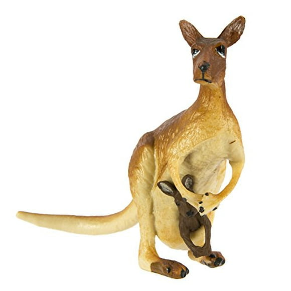 Safari Ltd. Kangaroo with Baby Figurine - Realistic 4"" Hand-Painted Wildlife Toy - Educational Companion for Boys, Girls & Kids Ages 3+