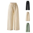 thumbnail image 6 of MZXELPRJD Girls Linen Pants Tween Girl Wide Leg Pants with Pockets Kids Drawstring Loose Pants Casual LinenTrousers Flowy Loose Fit Palazzo Pants for Girls Casual Beach, 6 of 7