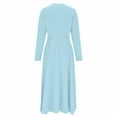 thumbnail image 5 of Oksale Holiday Party Dresses for Women Plus Size Flowy A Line Cocktail Dress Comfy Long Sleeve Winter Dresses Casual Elegant Midi Dress Light Blue S, 5 of 8
