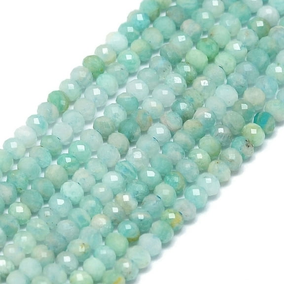 Natural Amazonite Beads Strands Faceted Rondelle 2~2.5x2mm Hole: 0.5mm about 223~226pcs/strand 14.96~15.16 inch(38~38.5cm)