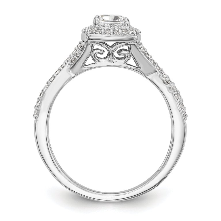 0.25ct. CZ Solid Real 14K White Gold Princess Cushion Halo