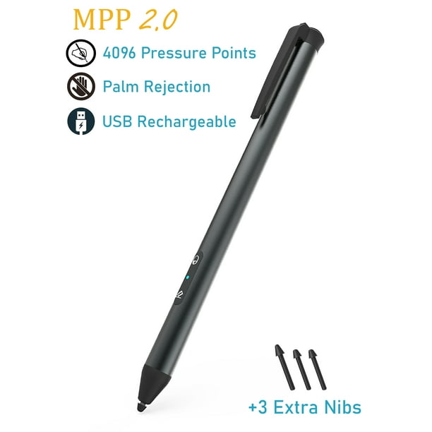 Digital Pen 4096 Levels of Pressure Sensitivity Stylus Pen, Compatible with  Surface Pro, Surface Book 1 & 2, Surface Go, Rechargeable & Palm Rejection  MPP 2.0 (Dark Gray) with 3 Extra Pen Tips - Walmart.com
