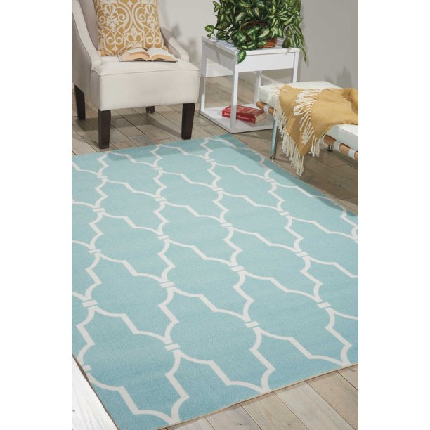 Nourison Home & Garden Indoor/Outdoor Aqua 10' x 13' Area Rug, (10x13 ...
