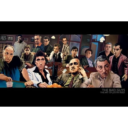 The Bad Guys Art of Justin Reed Gangsters Mobsters Crime Movies Poster - 36x24 (Best Dorm Room Posters For Guys)