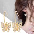 thumbnail image 2 of SUSHANG Crystal Butterfly Earrings Temperament Crystal Butterfly Earrings Rhinestone Decor Butterfly Charm Drop Earrings Butterfly Hoop Earrings for Women, 2 of 8