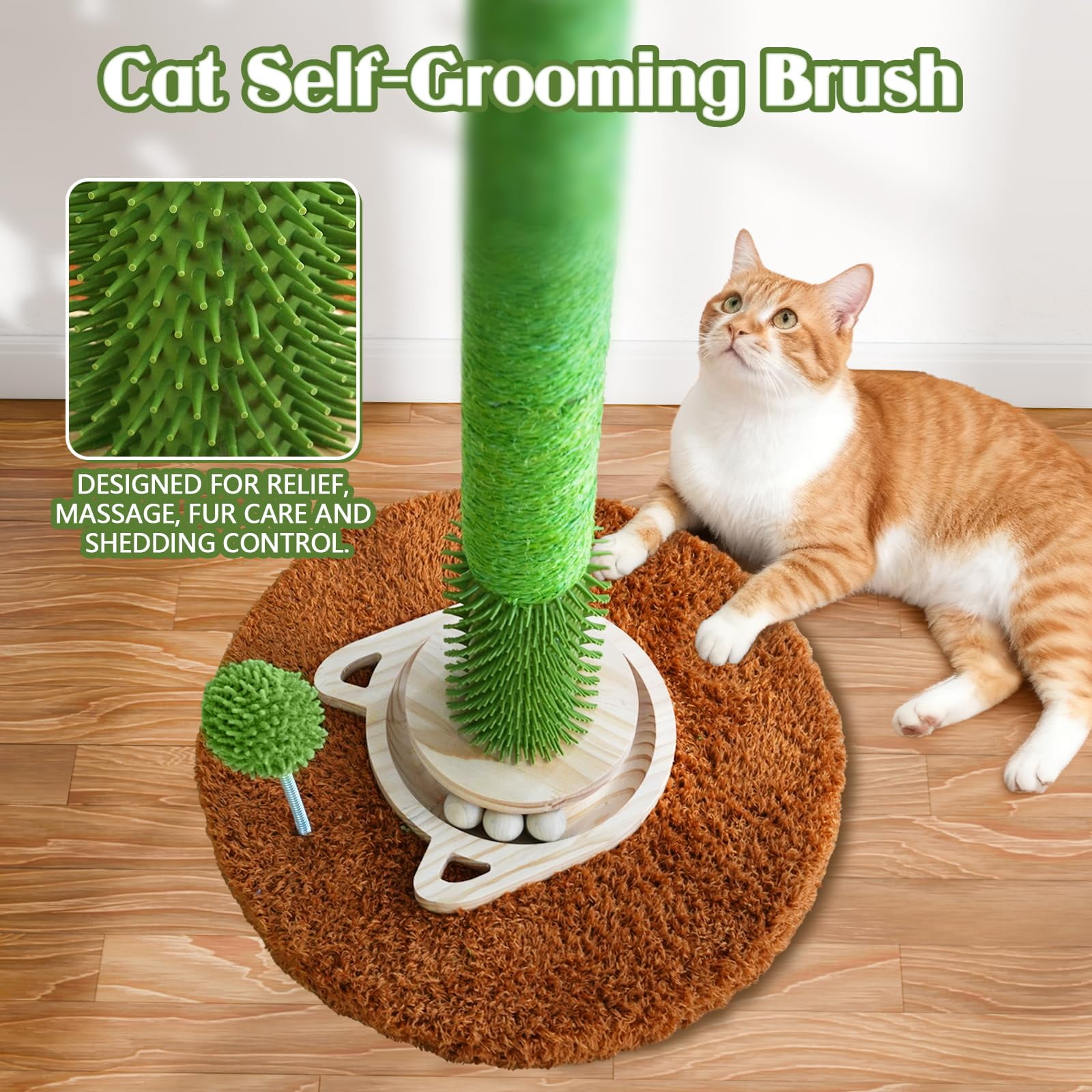 New DIY Cactus Cat Scratching Post - 9+ Custom Installation Styles , Modular Sisal Scratcher with Self-Grooming Brush & Ball Toy , Customizable Cat Furniture for Indoor Cats & Kittens
