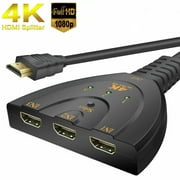 3-Port HDMI Switcher, Intelligent 3 X 1 Auto Switch Selector Support Full HD 3D 1080p HDCP, 3 In 1 Out HDMI Splitter with 24K Gold Plated HDMI Cable for HDTV DVD PS3 PS4 Xbox One PC