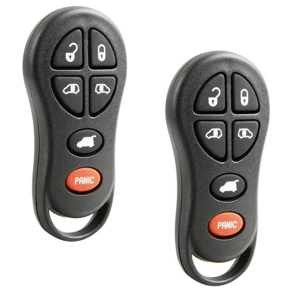 KeylessOption replacement fob for Chrysler, Dodge minivans (04686797) 6-button fob with remote door release, 2 pack