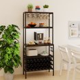 thumbnail image 2 of Gymax 3-Tier Wine Rack Coffee Bar Station w/Power Outlets Hooks Glass Holders Rustic Brown, 2 of 10