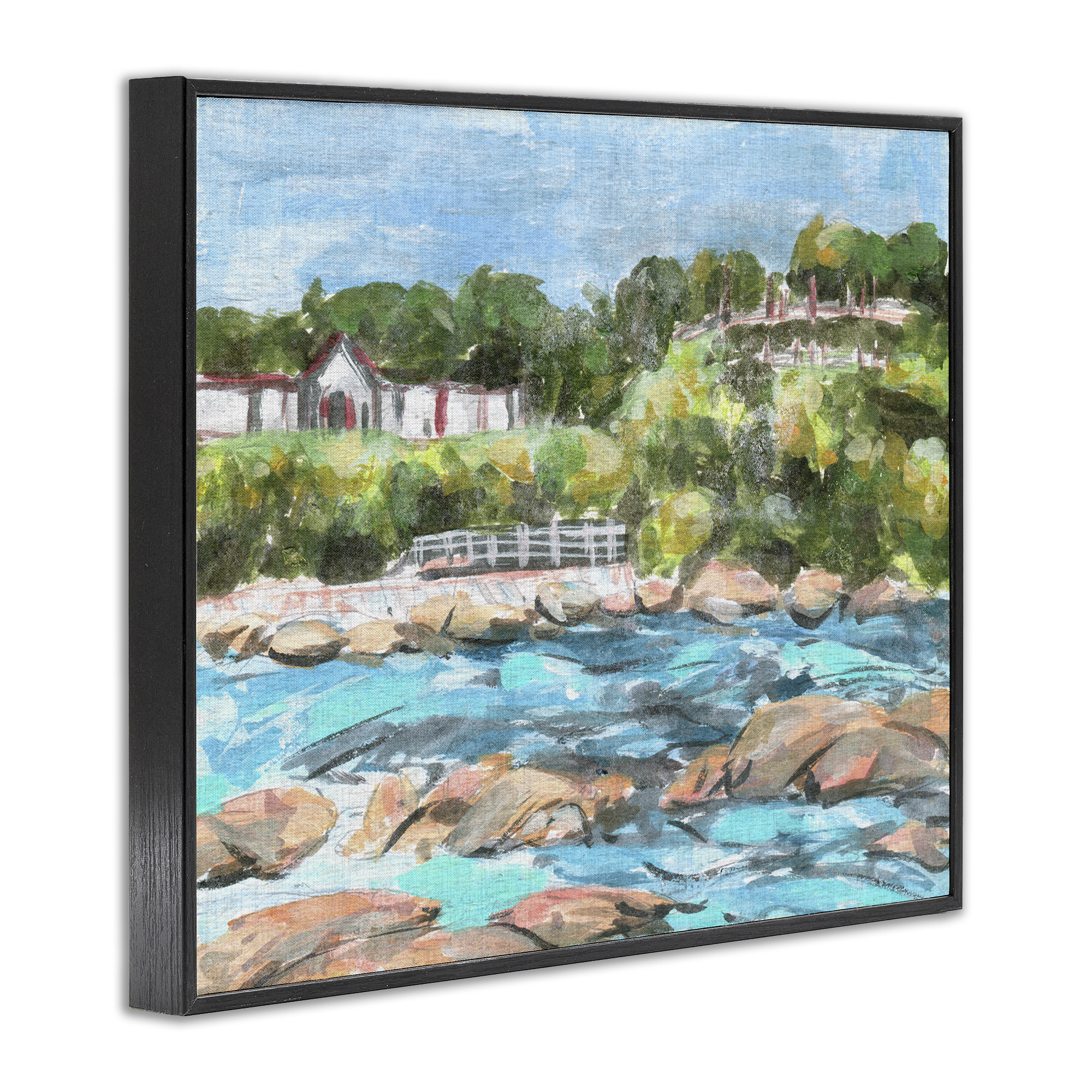 Stupell Industries Rocky Nautical Landscape Landscape Painting Black Framed Art Print Wall Art, 14 x 11