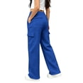 thumbnail image 6 of RUTAYY Girls Wide Leg Cargo Pants Elastic Waist Drawstring Side Pockets Trousers Trendy Relaxed Outdoor Wear Blue, 6 of 6