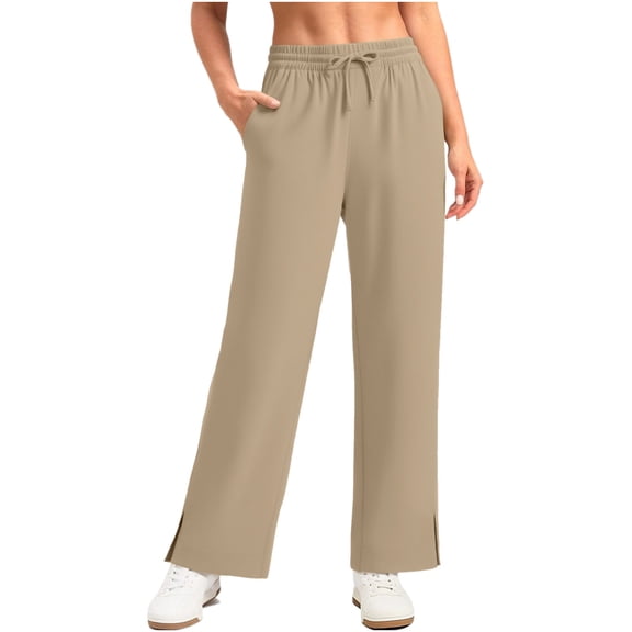 Yievot Wide Leg Pants for Women Summer UPF 50 Swim Beach Pants Side Slit Drawstring Elastic Waist Sun Protection Travel Vacation Trousers