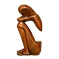 thumbnail image 3 of 12" Wooden Handmade Abstract Sculpture Handcrafted "Resting Man" Home Decor Decorative Figurine Accent Decoration Hand Carved Statue, 3 of 5