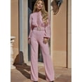 thumbnail image 5 of Women Elegant Jumpsuit Formal Sex-Y High Necked Long Sleeved Casual Straight Pantsbusiness Party Jumpsuit Pink XL, 5 of 8