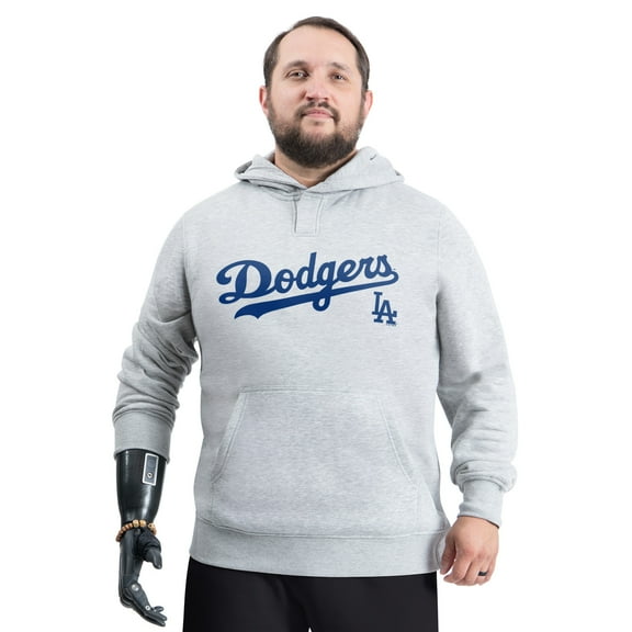 Men's G-III Sports by Carl Banks Gray Los Angeles Dodgers Adaptive Lockup Fleece Hoodie