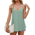 thumbnail image 3 of Spencer Women's Loose Fit Flowy Scoop Neck Tank Tops Summer Casual Spaghetti Strap Sleeveless Sexy Cami Shirt Plus Size (M,Green), 3 of 11