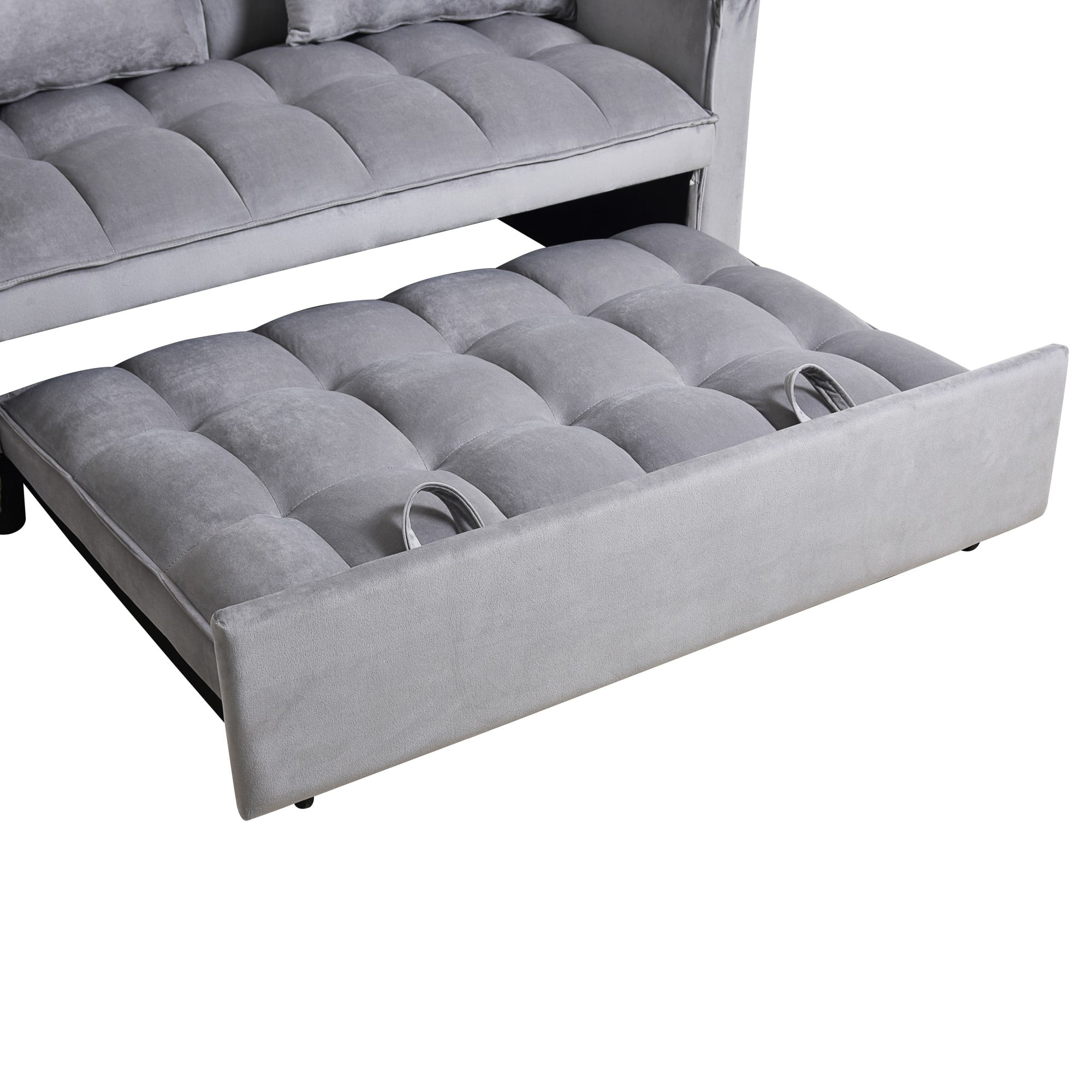 Gewnee 52.75" Convertible Sleeper Sofa Bed Adjustable Backrest with Pillows for Living Room Apartment.Light Grey