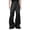 Black@GC@, variant on CONZONE Mens Baggy Pu Leather Pants Wide Leg Streetwear Pants for Men Trendy Elastic Waist Gothic Distressed Pant With Pockets