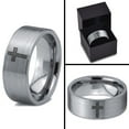thumbnail image 4 of Tungsten Cross Hearts Band Ring 8mm Men Women Comfort Fit Gray Flat Cut Brushed Polished, 4 of 4