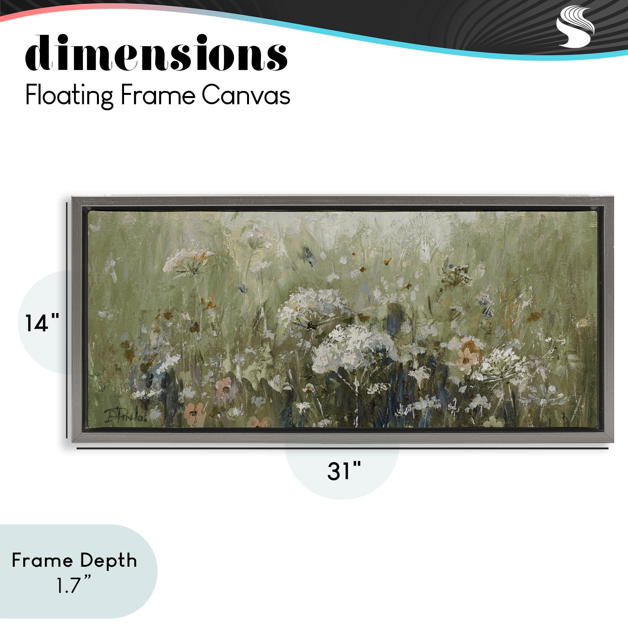 Stupell Industries Mistful Summer Meadow Scene Gray Framed Floater Canvas Wall Art, design by Patricia Pinto