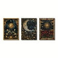 thumbnail image 3 of 3pcs/set frameless retro crescent moon and sun plant design canvas printing beautiful floral and celestial theme landscape picture wall art poster for modern living room bedroom dormitory and home d, 3 of 4