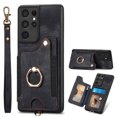 thumbnail image 1 of Allytech Galaxy S21 Ultra Case Wallet, RFID Blocking Multiple Cards Slots Ring Holder Stand Shockproof Protective Hand Wrist Wallet Case Cover for Samsung Galaxy S21 Ultra - Black, 1 of 13