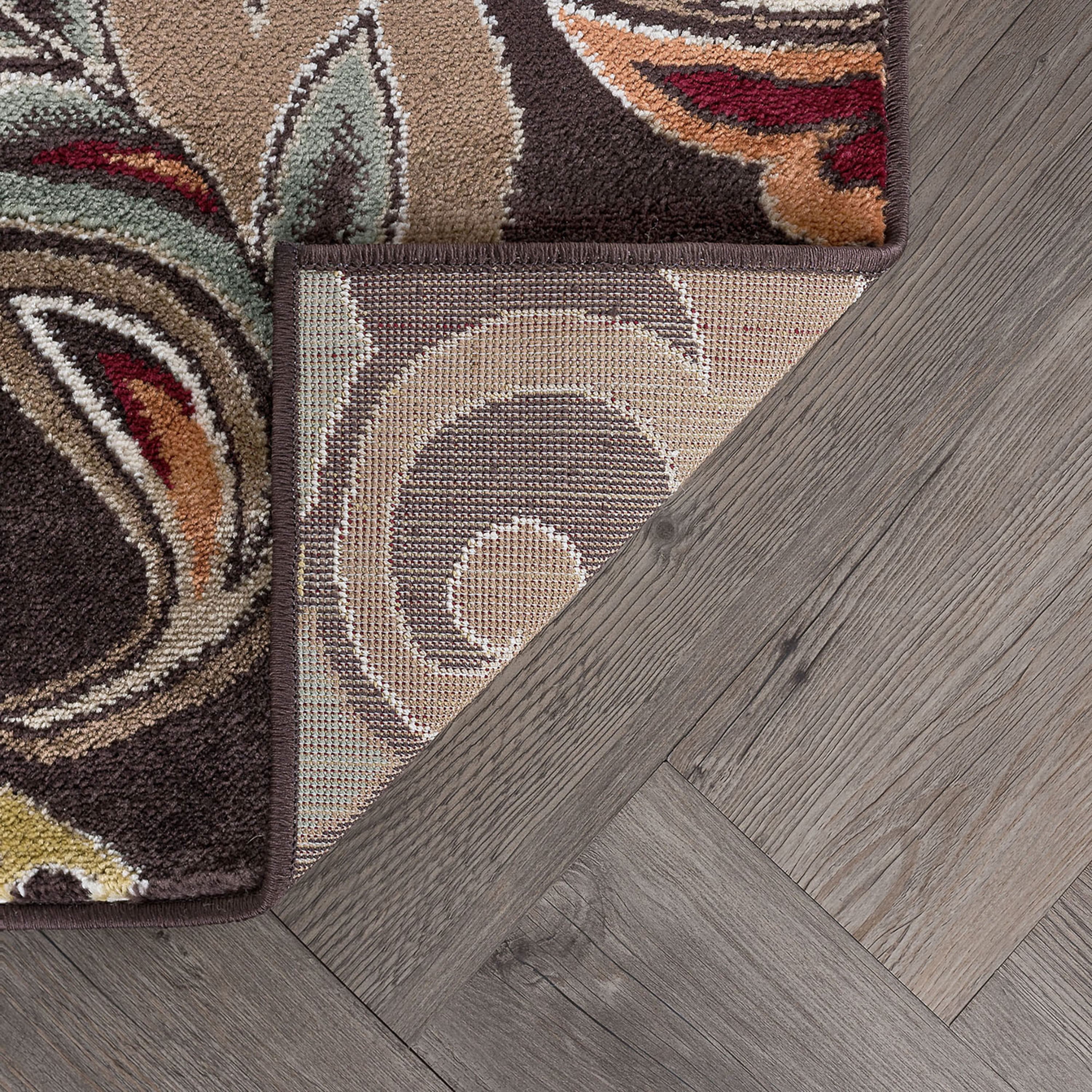 Deco Transitional 2' x 10' Brown and Red Polypropylene Indoor Area Rug