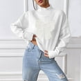 thumbnail image 2 of Bixock Women Fall and Winter Top,Women Sweater,Women's Casual Mock Neck Short Style Bow Embroidery Pullover Knitted Sweater, 2 of 4