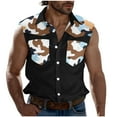 thumbnail image 3 of VBTAPA Mens Camo Shirt Casual Summer Tank Top Sleeveless Button Down Beach Shirts with Pockets on Sale Black S, 3 of 6