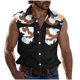 thumbnail image 1 of Camisas de Cuello para Hombres, Moda Casual Día de la Independencia Imprimir Turndown Bolsillos sin Mangas Tanque Deportivo, 1 of 5