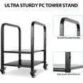 thumbnail image 5 of 360Tronix Height Adjustable Computer Tower Stand, Metal Rolling Cart on Wheels for ATX Case Printer, Black Square Tube, 5 of 8