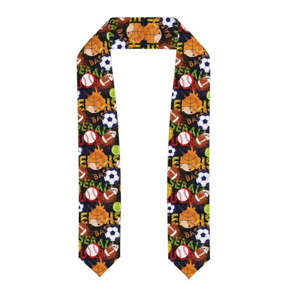 Logiee Balls Print Unisex Adult Graduation Stole Shawl 72" Long for Academic Commencements Shawl-Flattened