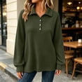 thumbnail image 6 of Women's Oversized Waffle Knit Sweatshirt Lapel Button Collar Long Sleeve Loose Basic Casual Everyday Top, 6 of 9