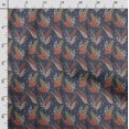 thumbnail image 3 of Soimoi Leaves Printed, Japan Crepe SatinFabric, by The Yard 54 Inch Wide, Decorative Sewing Fabric for Dresses Kimonos Gowns, Blue & Orange, 3 of 5
