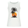 thumbnail image 4 of ZCFZJW Men's Workout Tank Tops Sleeveless Muscle Gym Shirt Quick Dry Summer Tropical Palm Tree Pattern Print Crew Neck Basic Tees Shirt White XXL, 4 of 5