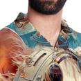 thumbnail image 5 of Retro Cat Men's Hawaiian Shirt, Short Sleeve Printed Button Down Beach Casual Tops, Summer Spread Collar Men's Shirts, 5 of 6